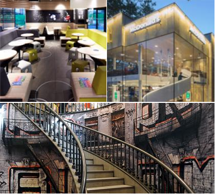 A collage of the interior