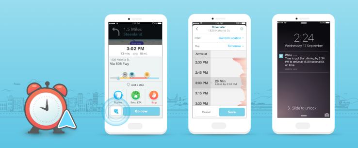 waze planned drives all ios screens