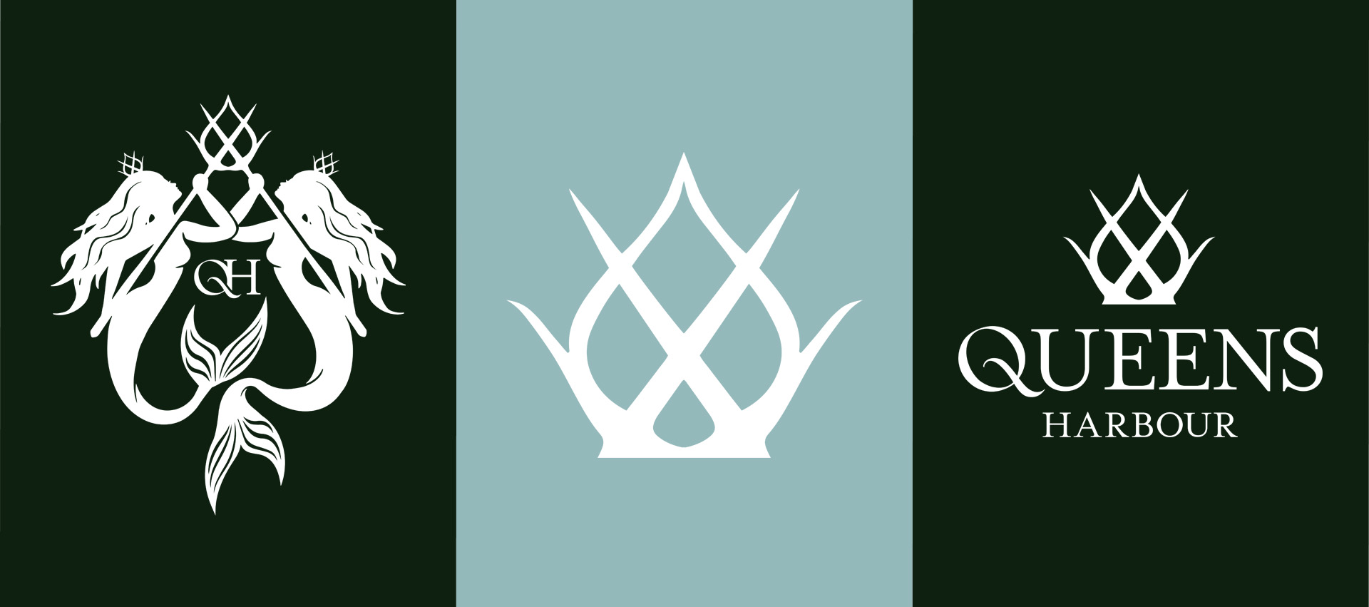 Three Queens Harbour Logos Side by Side
