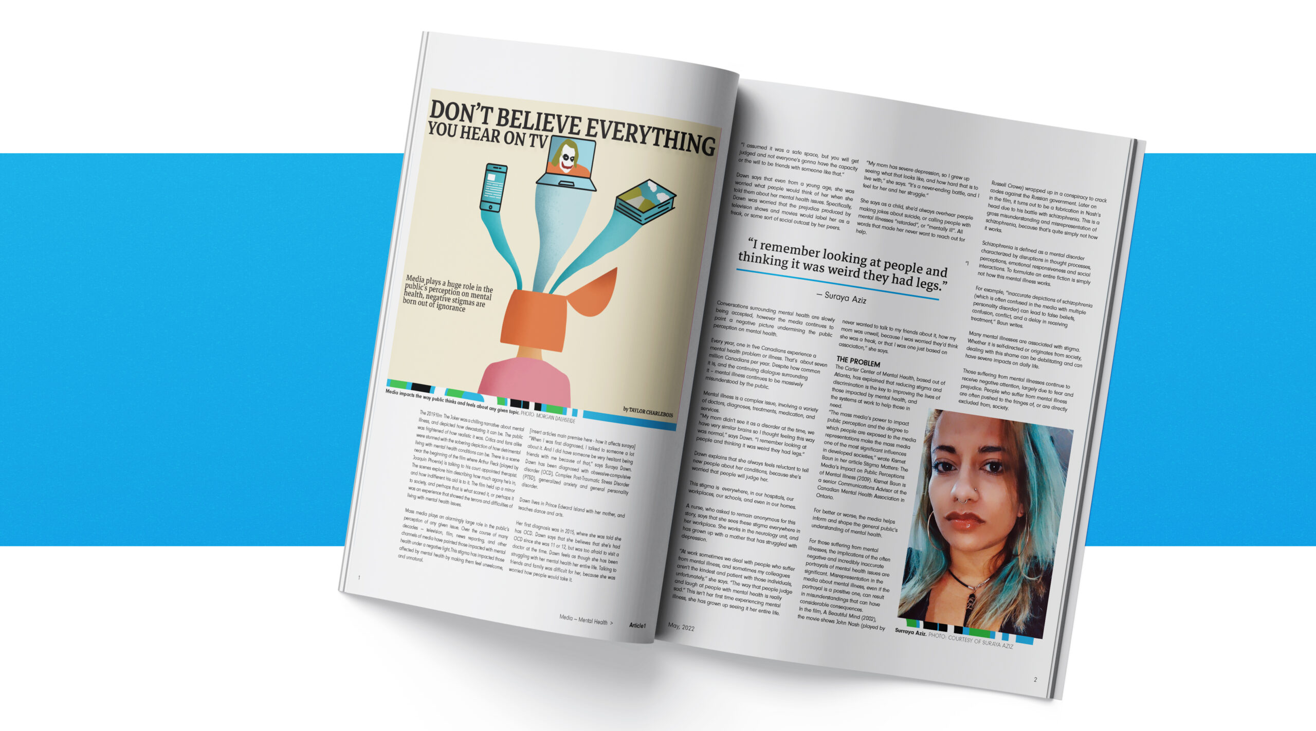 An image of two pages of an Article 1 Essay, with simple visuals on each page